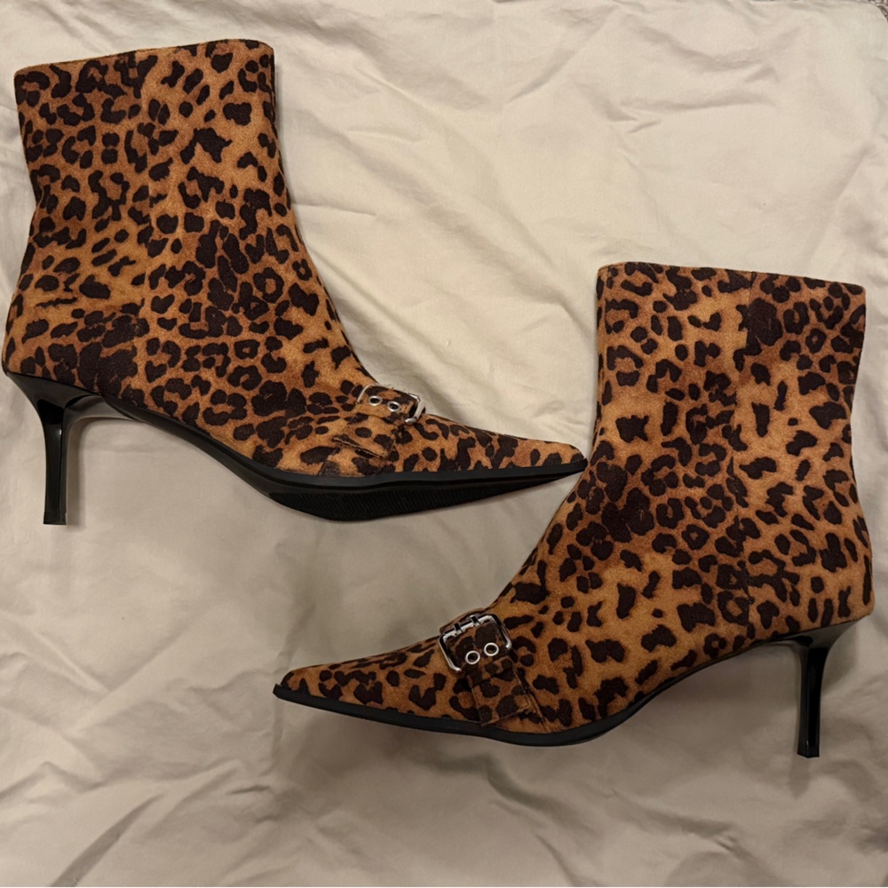 Leopard Print Women's Ankle Boots NWOB